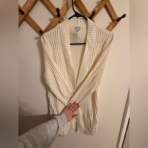 LL Bean Cream Ribbed Cardigan